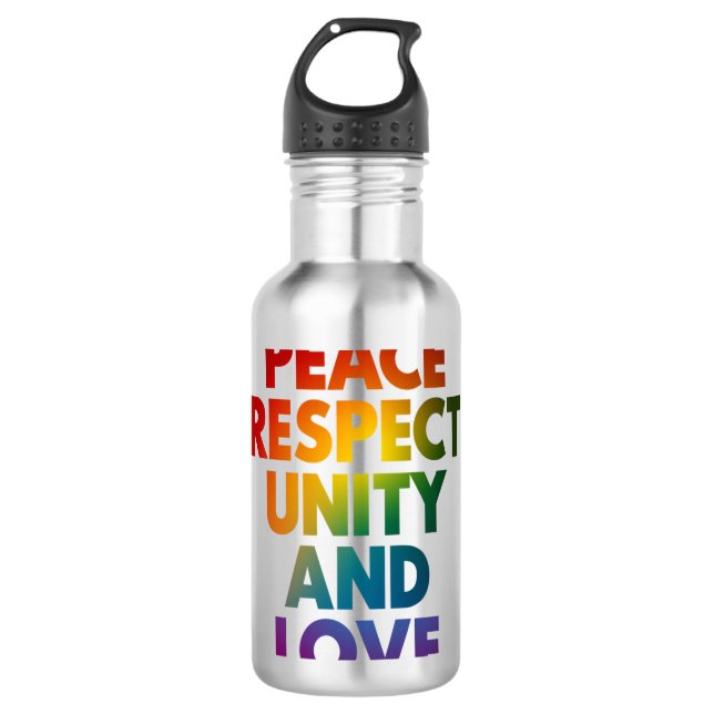 Pride Peace Respect Unity And Love  Stainless Steel Water Bottle (Front)