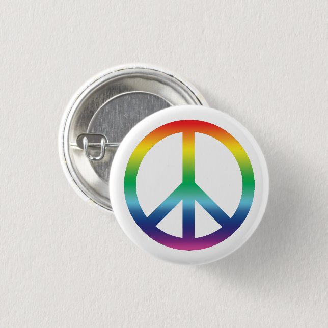 Pride Peace symbol Anti War lgbt lgbtq gay rainbow Button (Front & Back)