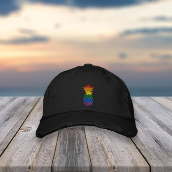 Pride Pineapple Rainbow Flag Embroidered Baseball Cap by RedwoodAndVine at Zazzle
