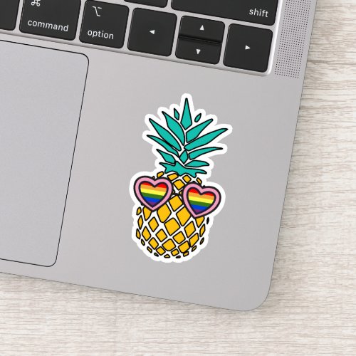 Pride Pineapple  Rainbow Flag Sunglasses Sticker