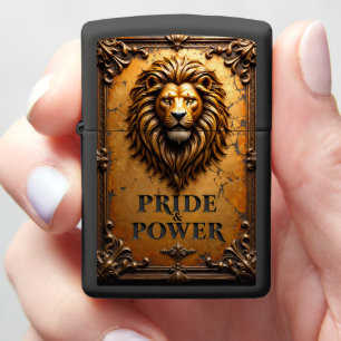 Pride Power Lion Gold Frame Zippo Lighter