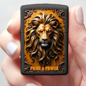 Pride Power Lion Gold Portrait Zippo Lighter