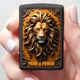 Pride Power Lion Gold Portrait Zippo Lighter