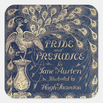 Pride & Prejudice Antique Cover Square Sticker by AustenVariations at Zazzle