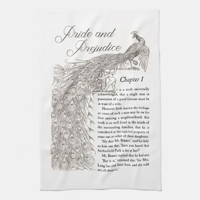 Pride & Prejudice Chapter 1 kitchen towel (Vertical)