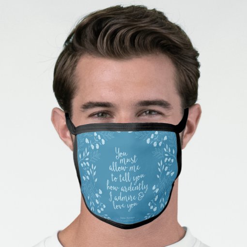 Pride & Prejudice Floral Love Confession Mr Darcy Face Mask | Zazzle