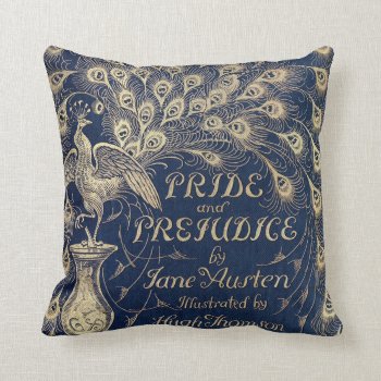 Pride & Prejudice Peacock Pillow by AustenVariations at Zazzle