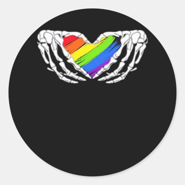 Pride - Pride Skeleton Hands With Heart 2 Classic Classic Round Sticker (Front)