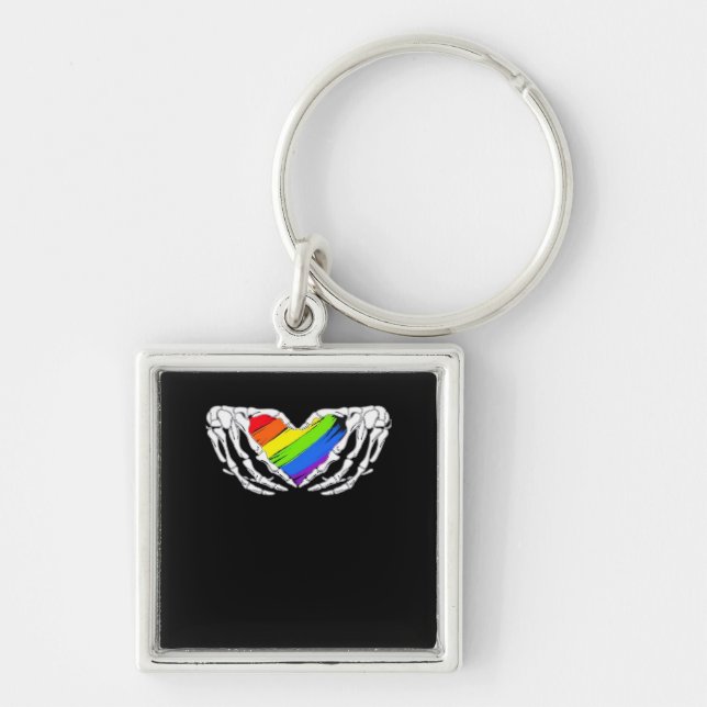 Pride - Pride Skeleton Hands With Heart 2 Classic Keychain (Front)