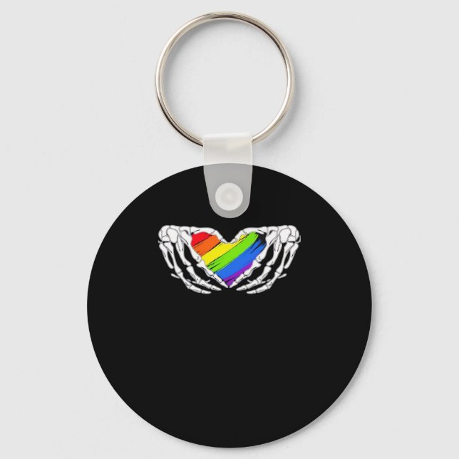 Pride - Pride Skeleton Hands With Heart 2 Classic Keychain (Front)