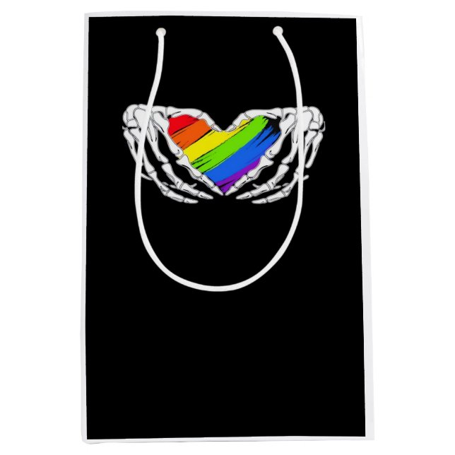 Pride - Pride Skeleton Hands With Heart 2 Classic Medium Gift Bag (Front)