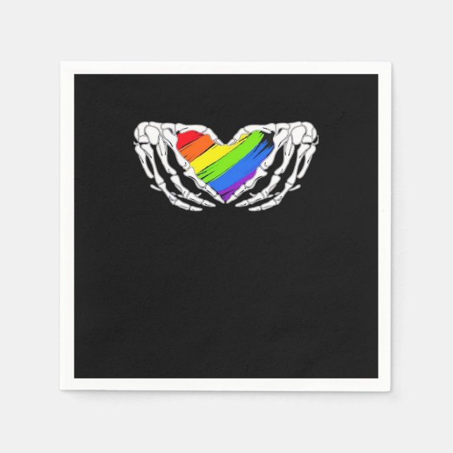 Pride - Pride Skeleton Hands With Heart 2 Classic Napkins (Front)