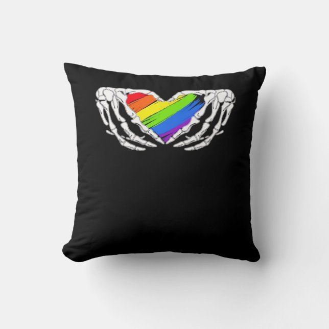 Pride - Pride Skeleton Hands With Heart 2 Classic Throw Pillow (Front)