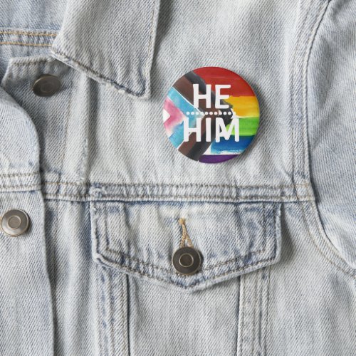 PRIDE PRONOUN HEHIM BADGE Button