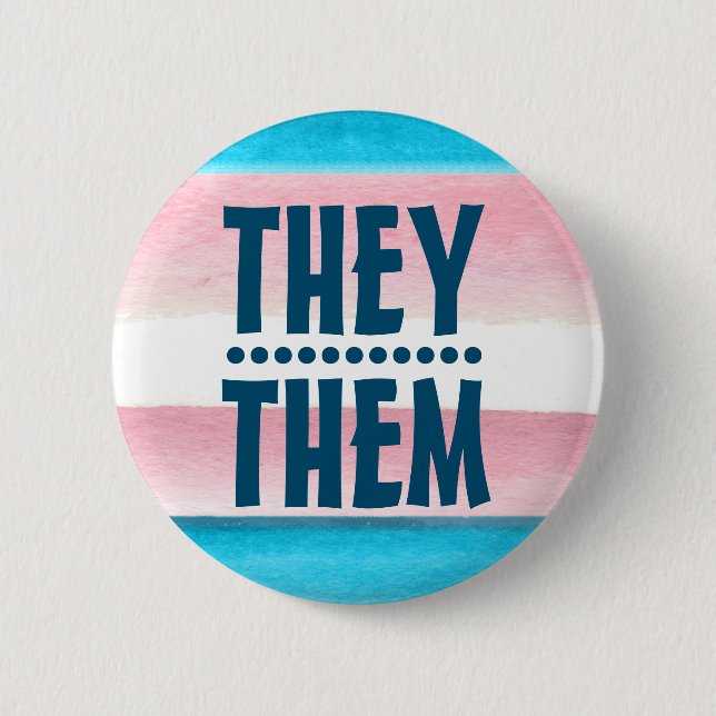 PRIDE PRONOUN THEY/THEM BADGE Button (Front)