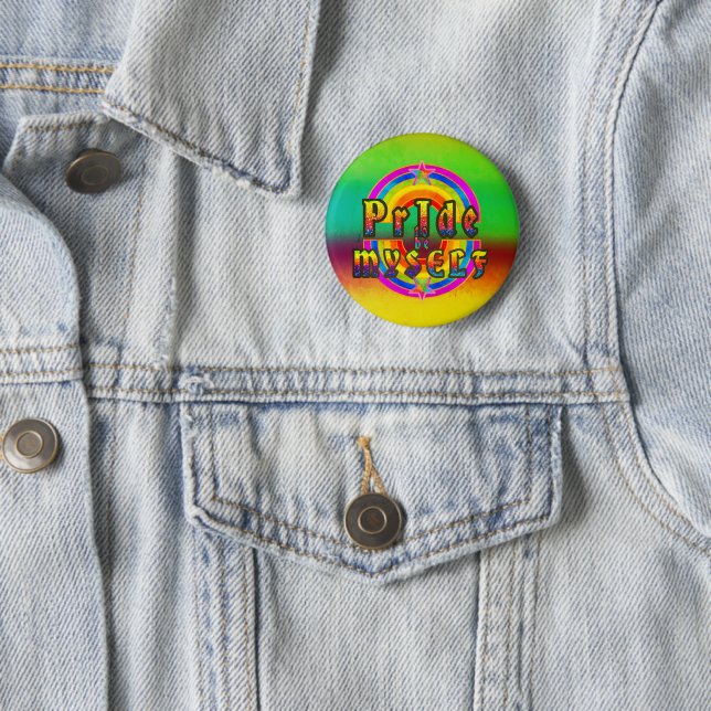 Pride Proud Gay Lesbian Rainbow Happy Star Button (In Situ)