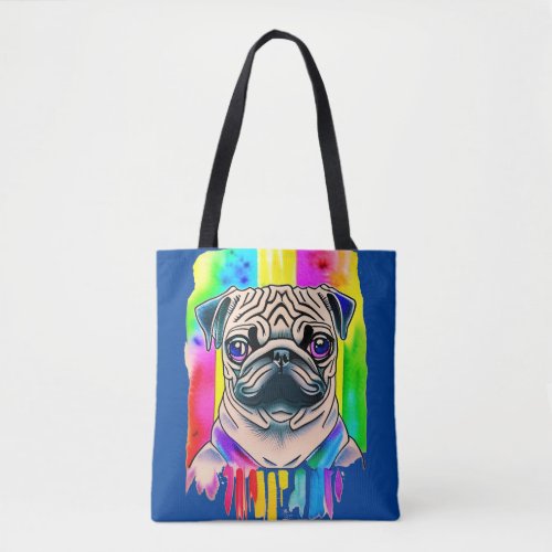 Pride Pug With Colorful Rainbow Paint Splashes Tote Bag
