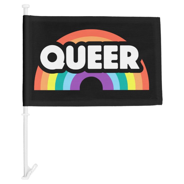 pride- Queer rainbow love is love.        Car Flag (Front)