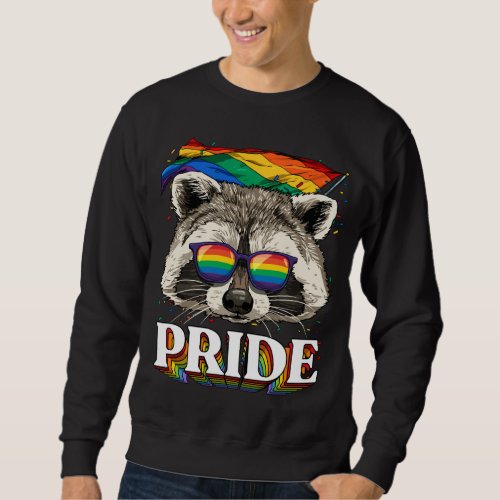 Pride Raccoon LGBTQ Rainbow Flag Pride Month Trash Sweatshirt
