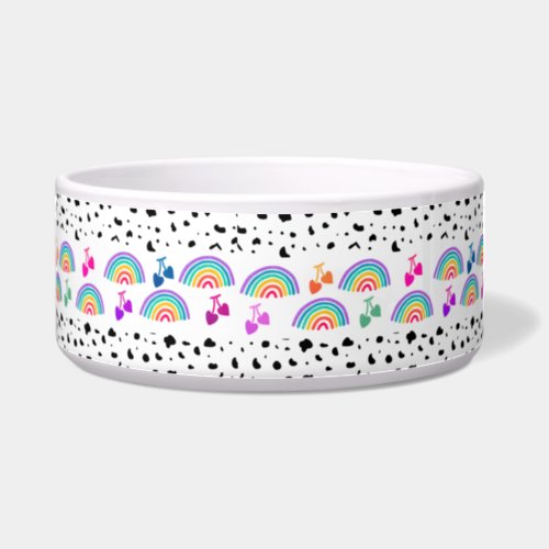 Pride Rainbow and Dalmatian Polka Dot Pet Bowl