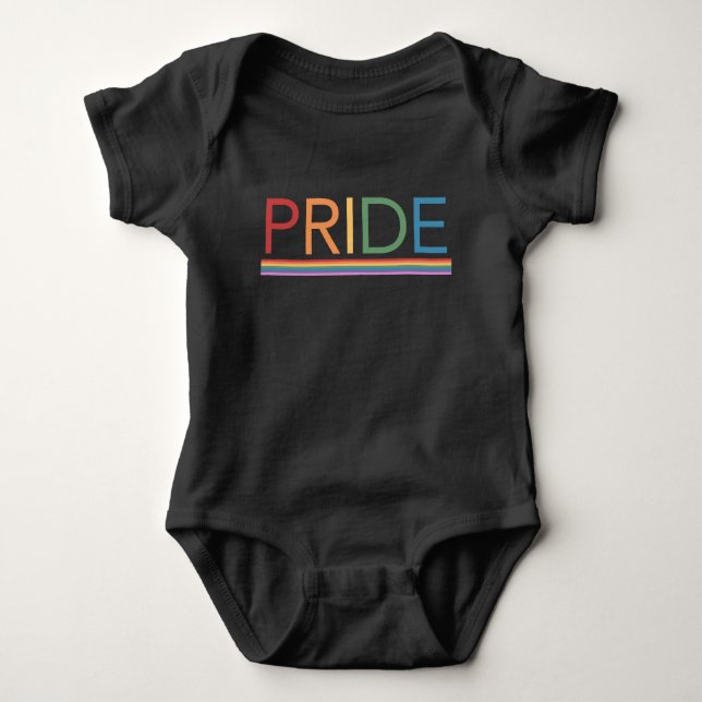 PRIDE Rainbow Black Baby Bodysuit (Front)
