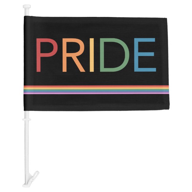 PRIDE Rainbow Black Car Flag (Front)