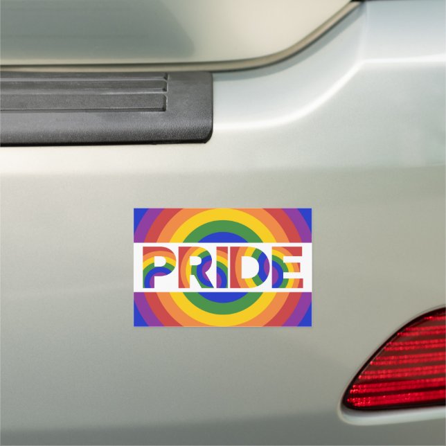 Pride Rainbow Bullseye Car Magnet (In Situ)
