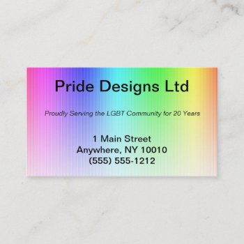 Pride Rainbow Business Card by BradshawBizCards at Zazzle