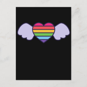 Pride- Rainbow color heart with wings. Gay lgbtq P Postcard