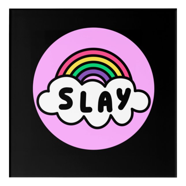 Pride- rainbow color with clouds.  acrylic print (Front)