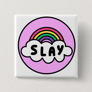 Pride- rainbow color with clouds.               bu button