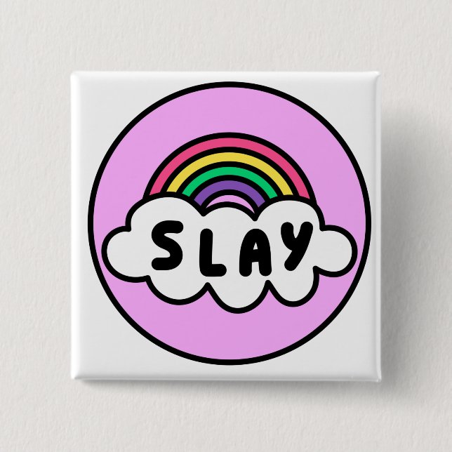 Pride- rainbow color with clouds.               bu button (Front)