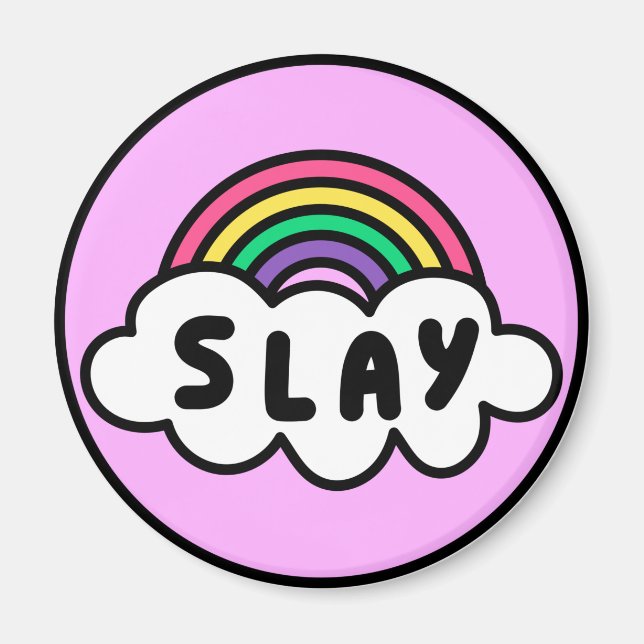 Pride- rainbow color with clouds.              magnet (Front)