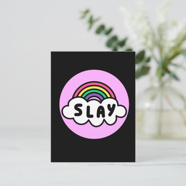 Pride- rainbow color with clouds.       postcard (Standing Front)