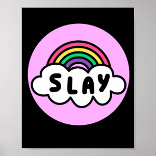 Pride- rainbow color with clouds. poster