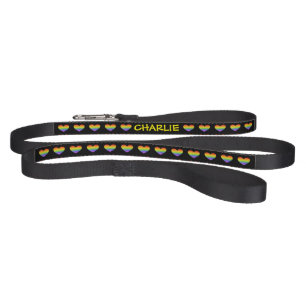 Pride Rainbow Colors Hearts & Your Dog's Name Pet Leash