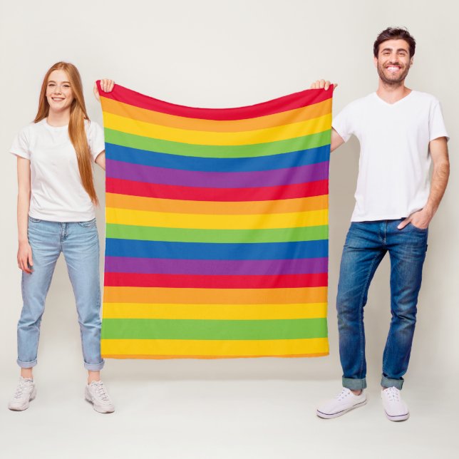 Pride, Rainbow Colors Stripes Fleece Blanket (In Situ)