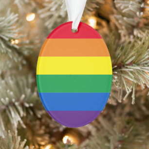 Pride rainbow colors stripes Lgbt gay Christmas Ornament