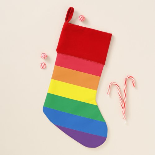 Pride rainbow colors stripes Lgbt gay flag Christmas Stocking