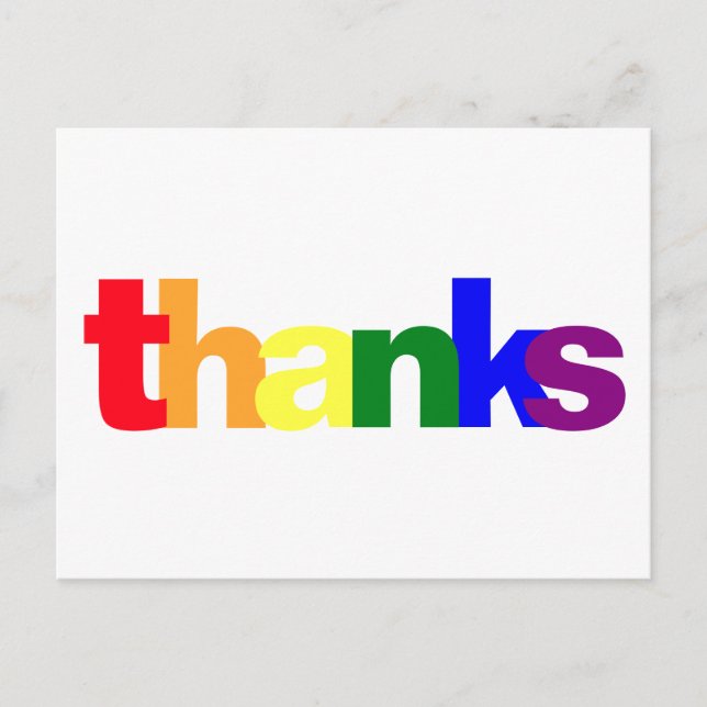 Pride Rainbow Colors Thank You Postcard (Front)