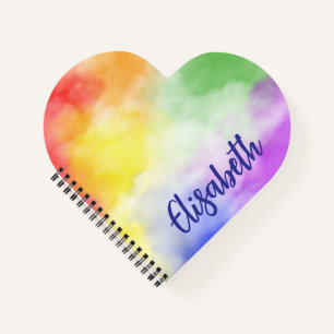 Pride Rainbow Colors with your name heart-shaped Notebook