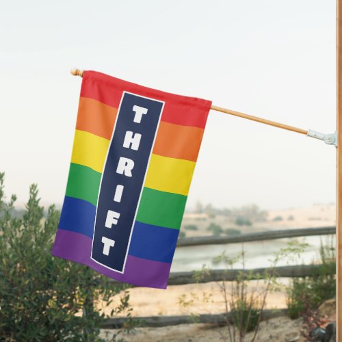 Pride Rainbow Custom Text House Flag