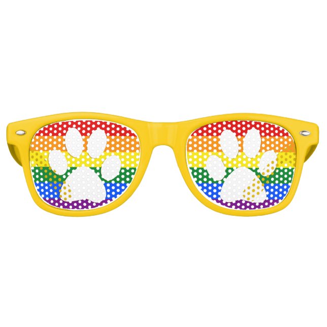 Pride Rainbow Doggy Paws Retro Sunglasses (Front)