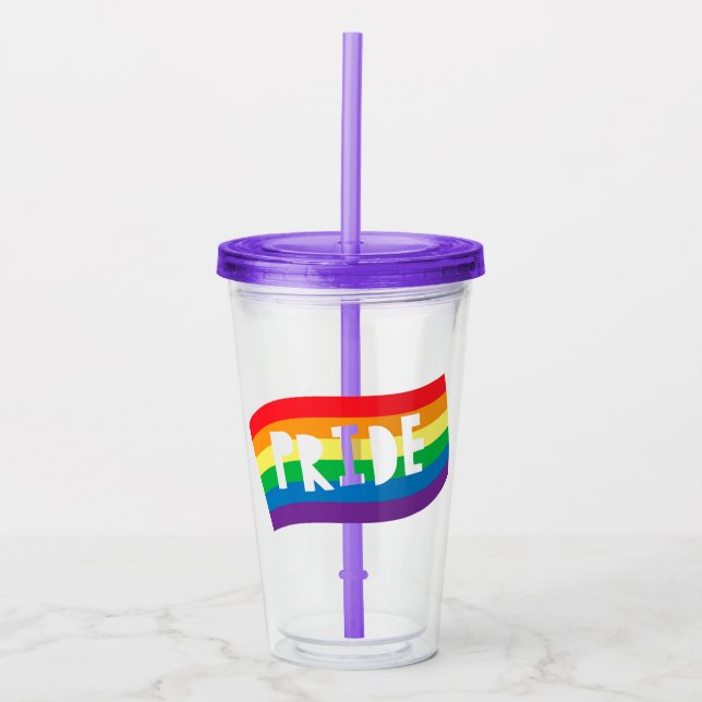 Pride Rainbow Flag Acrylic Tumbler (Front)