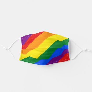 Pride Rainbow Flag Adult Cloth Face Mask by ZionMade at Zazzle