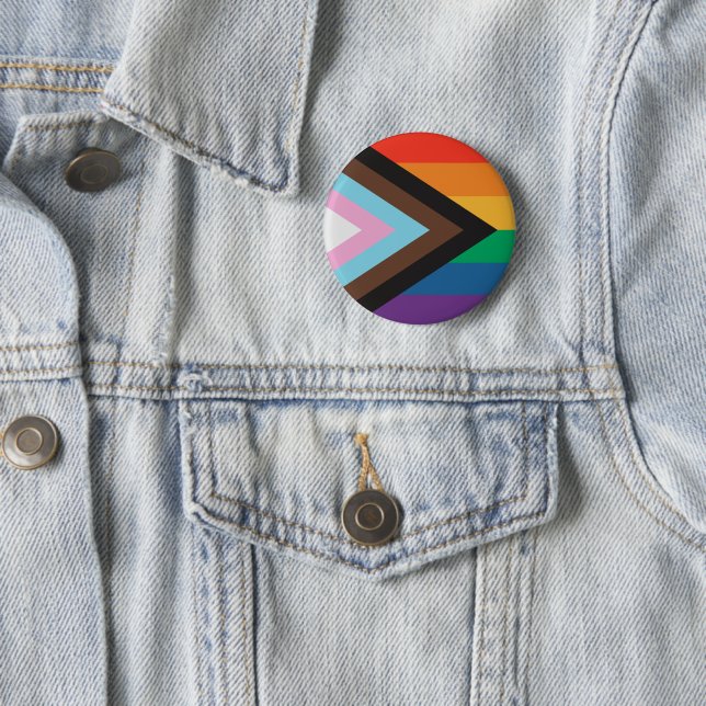 Pride Rainbow Flag Button Pin (In Situ)