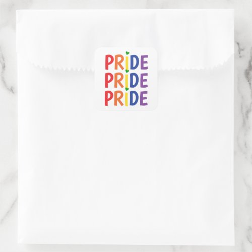 Pride rainbow flag colors lgbtqa gay pride text square sticker