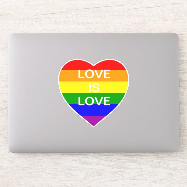 Pride rainbow flag heart Gay Pride love is love Sticker (Computer)