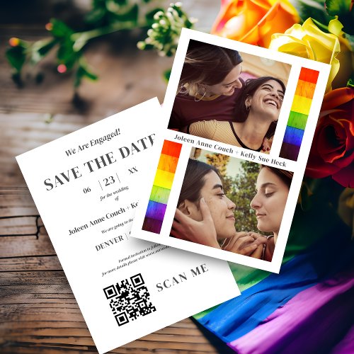Pride Rainbow Flag Lesbian Gay Wedding 2 Photos Save The Date