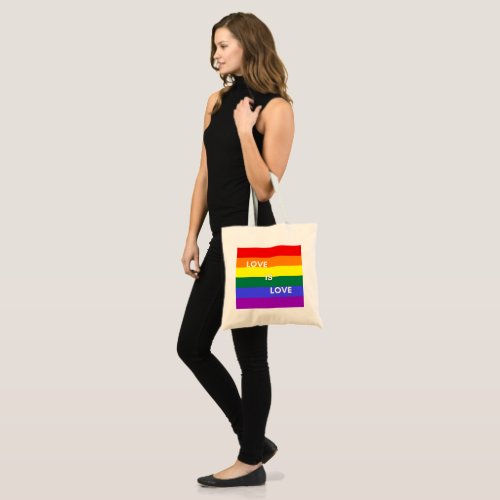Pride rainbow flag love is love tote bag 